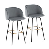 Fran - Fixed-Height Velvet Swivel Barstool (Set of 2