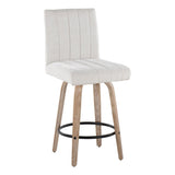 Hannah - 26" Fixed-Height Counter Stool With Swivel And Round Black Metal Footrest (Set of 2) - Whitewashed Wood