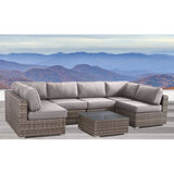 6 Person Wicker Seating Group With Premium Cushions - Gray Mix