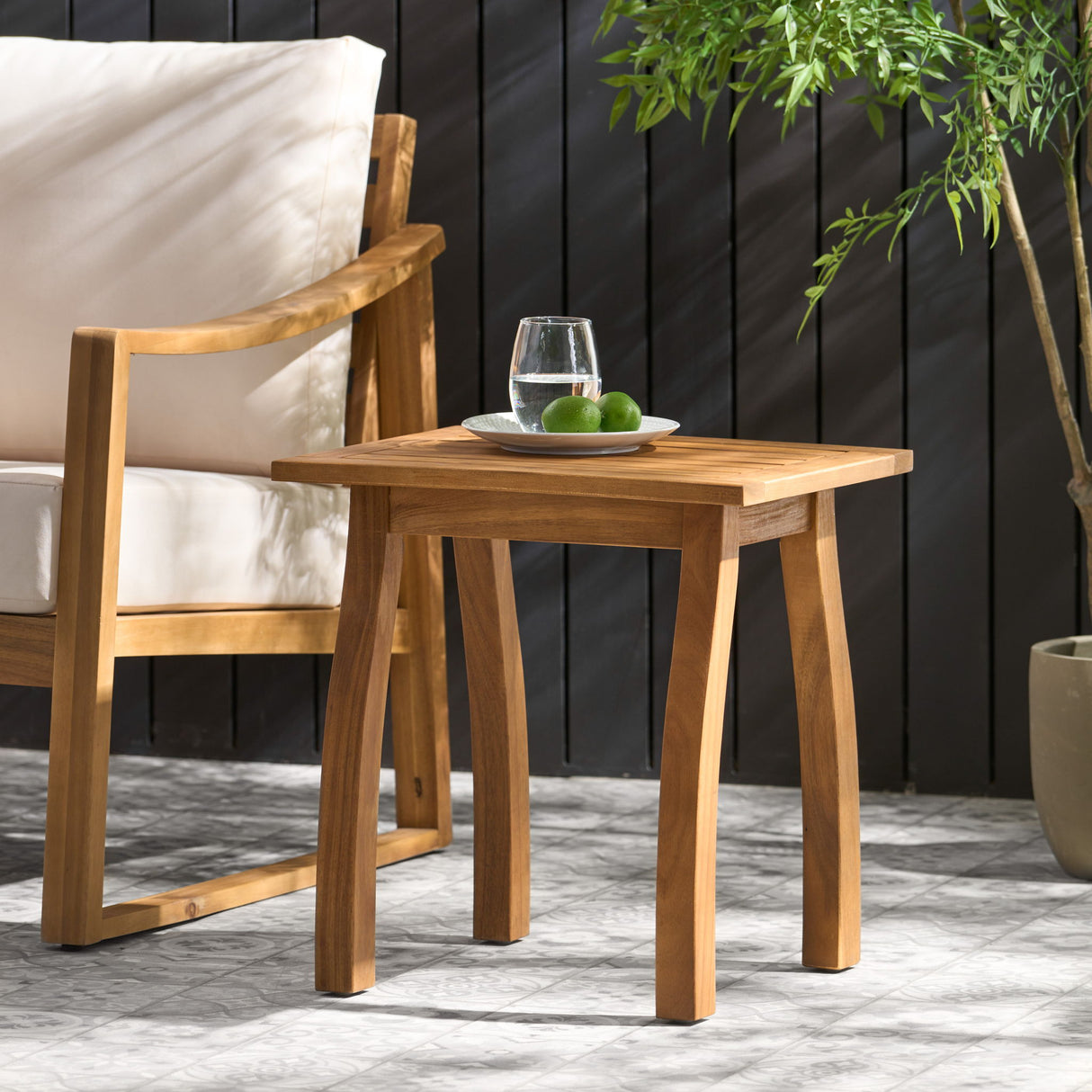 Kinesis - Outdoor Side Table With Slatted Top And Wood Frame