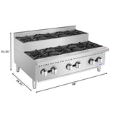 36 in. Commercial Six-Burner Step Up Gas Range, 156000 BTU in Stainless-Steel (KM-CRSU-36)