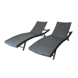 Wicker Chaise With Adjustable Reclining Seats (Set of 2) - Gray