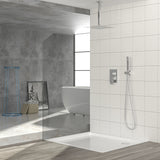 Dual Shower Head Ceiling Mount Square Rain Shower System With Adjustable Flow