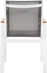 Nizuc - Outdoor Patio Dining Arm Chair With White Frame And Natural Arms (Set of 2)