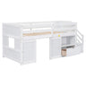 Low Loft Bed With Stair, Drawer, And Shelf