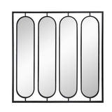 Large 4 Oval Wall Mirror With Square Frame, Home Decor For Living Room, Bedroom, Entryway, Office - Black