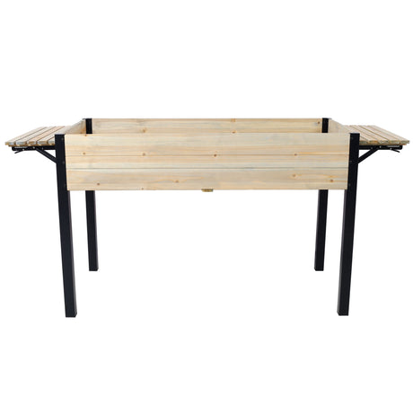 Raised Garden Bed With Metal Legs And Folding Storage Shelf