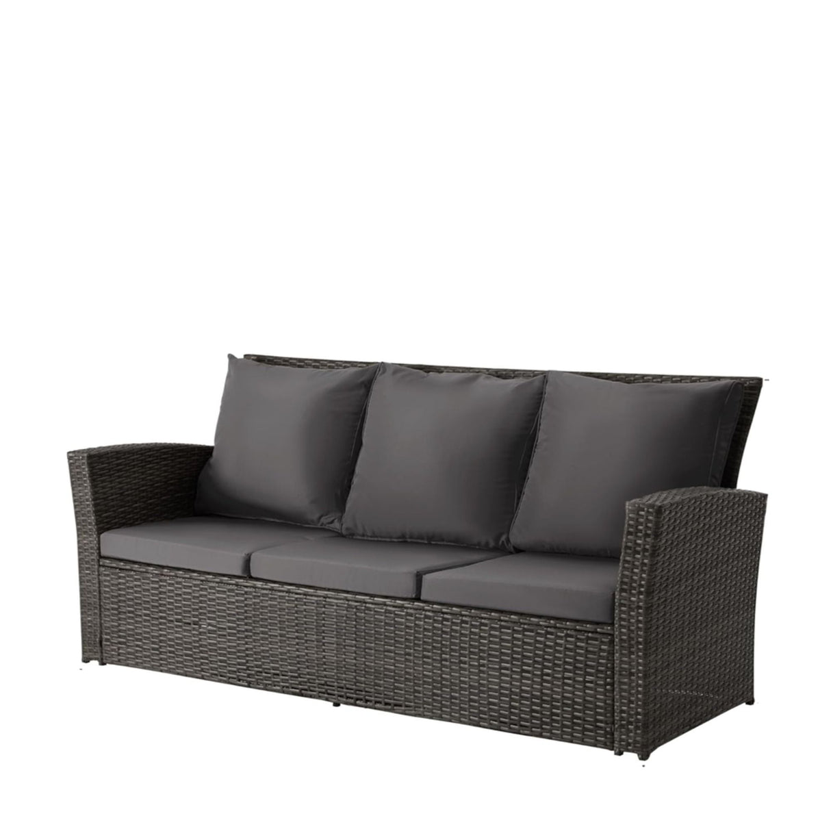 All-Weather Wicker 3 Seat Patio Sofa With Thick Cushions