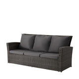 All-Weather Wicker 3 Seat Patio Sofa With Thick Cushions