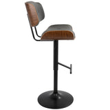 Lombardi - Adjustable Barstool - Walnut With Gray Faux Leather