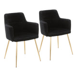 Andrew - Dining / Accent Chair (Set of 2) - Gold Metal And Black Velvet