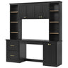 Computer Desk With Hutch, Workstation With Desk Grommet & Keyboard Tray