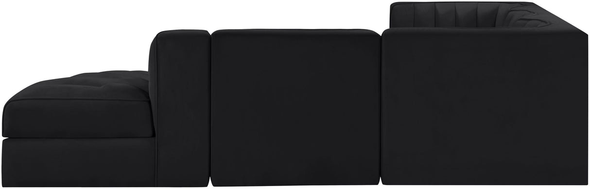 Rummi - Velvet Performance Fabric Upholstered 5 Piece Modular Sectional