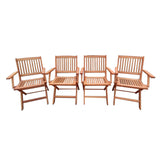 Foldable Patio Dining Set With 4 Folding Chairs For Indoor And Outdoor Use - Teak