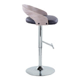 Grotto - Adjustable Barstool (Set of 2) - Black Faux Leather And Light Gray Wood