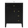 Bathroom Vanity With Sink, 3 Drawers & Cabinet With 2 Tier Door Storage Rack, Soft Close Doors & Drawers