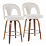 Ava - Upholstered Fixed-Height Barstool (Set of 2) - Walnut Wood Base