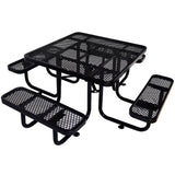 Square Outdoor Steel Picnic Table, With Umbrella Pole