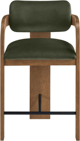 Cedra - Velvet Performance Fabric Upholstered Counter Stool - Brown Frame