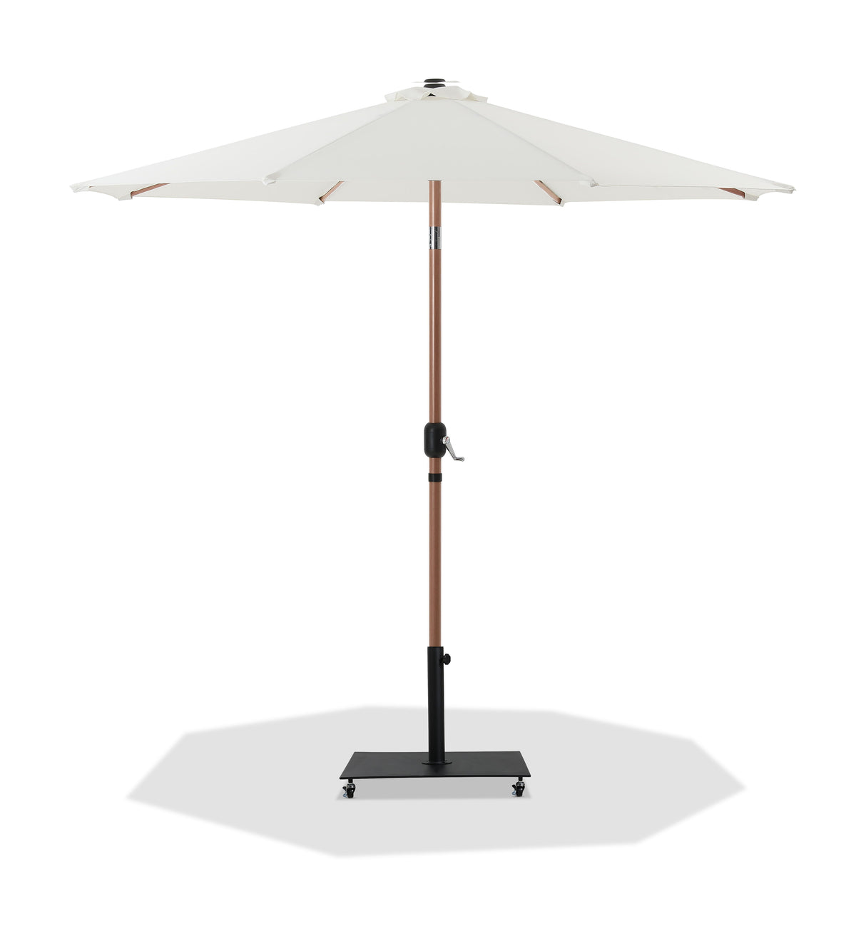 Fiji - Aluminum Patio Umbrella With Square Black And Teak Base