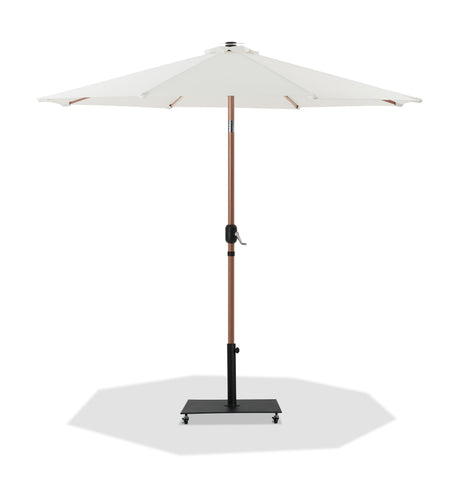 Fiji - Aluminum Patio Umbrella With Square Black And Teak Base