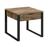 Aflo - End Table - Weathered Oak & Black