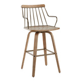 Preston - Farmhouse Counter Stool - White Washed Wood And Antique Copper Metal