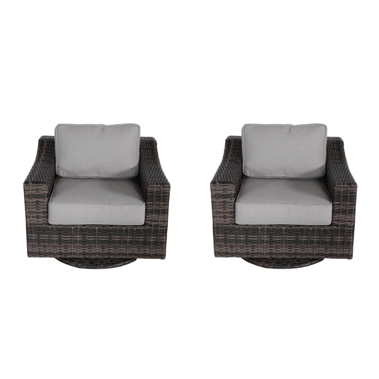 Outdoor Swivel Patio Chair With Cushions (Set of 2) - Brown