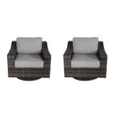 Outdoor Swivel Patio Chair With Cushions (Set of 2) - Brown