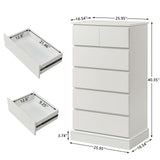 6 Drawer Tall Dresser With Concealed Handles, Vertical Storage Cabinet For Bedroom - White