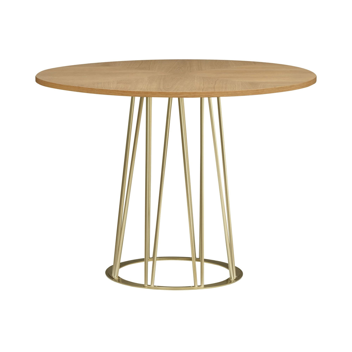 Santorini - 5-Piece Round Wood Tabletop Dining Table Set With Stools Seats Up To 4 - Light Cashew / Natural