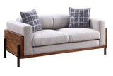 Pelton - Loveseat With 2 Pillows - Fabric & Walnut