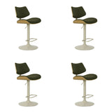Leland - Adjustable Swivel Curved Back Wood Bar Stool With Faux Leather Seat