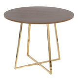 Cosmo - Canary Dining Table - Gold Metal And Walnut Wood