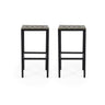 Outdoor Bar Stool With Slat Design And Metal Frame (Set of 2)