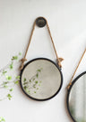 Handsome Cleveland Mirror With Rope Strap Contemporary Design Circle Mirror With Round Metal Frame For Wall Decor