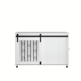 Dog Crate With Sliding Barn Door And Side Access, Lockable Wheels For Small To Medium Dogs - White