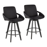 Cosmo - Fixed-Height Counter Stool (Set of 2) - Black Bamboo Base, Black Footrest