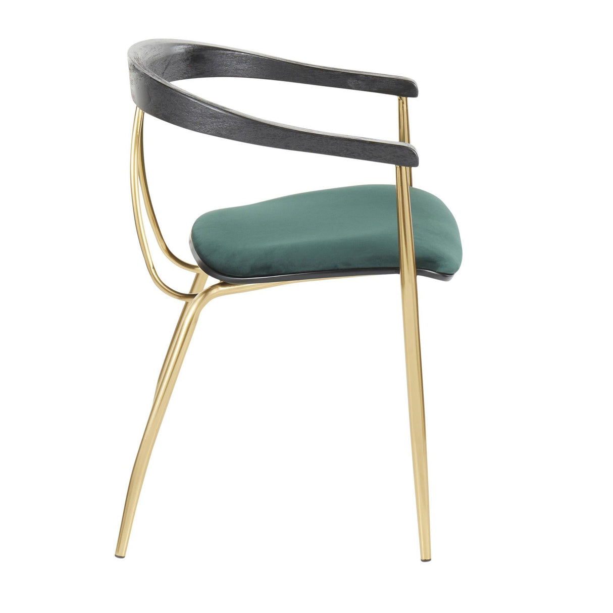Vanessa - Contemporary Chair (Set of 2) - Gold Metal And Green Velvet With Black Wood Accent
