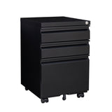 Contemporary Black 3 Drawer Mobile Filing Cabinet With Lock, Metal Office Storage For Legal / Letter Size