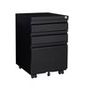Contemporary Black 3 Drawer Mobile Filing Cabinet With Lock, Metal Office Storage For Legal / Letter Size