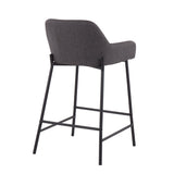 Daniella - Fixed-Height Counter Stool (Set of 2) - Black Metal And Charcoal Fabric