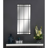 Harvik - Window Pane Wall Mirror With Linear Trim - Black