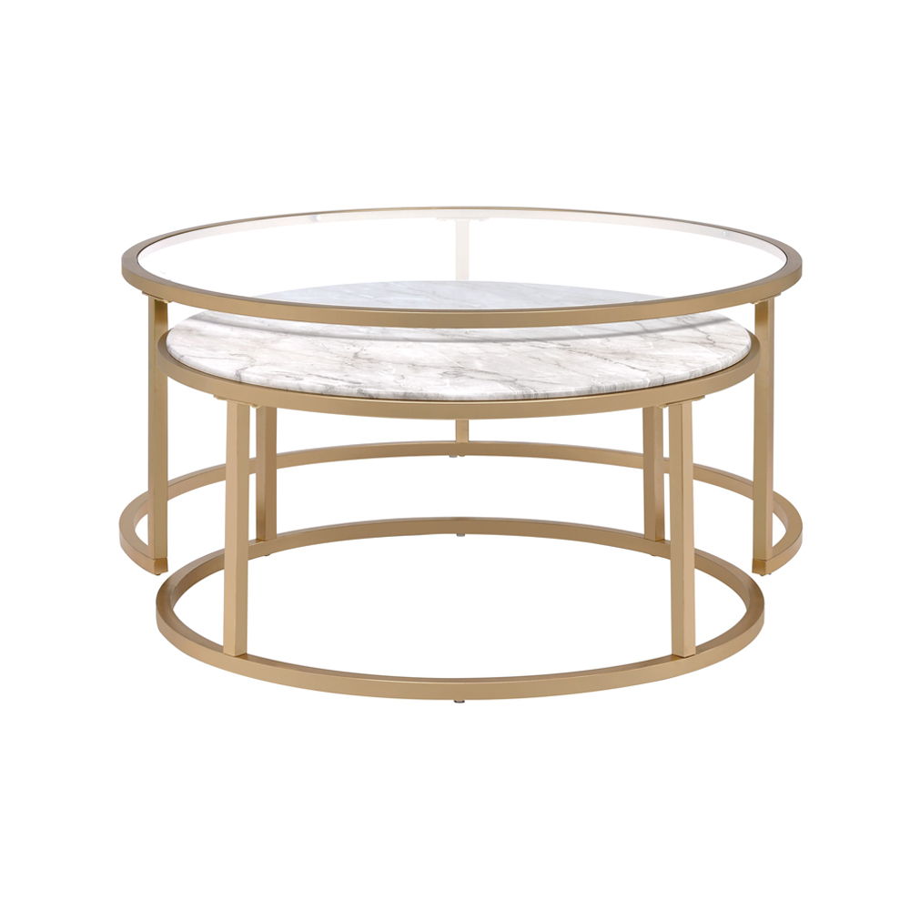 Shanish - Nesting Table Set - Faux Marble Top & Gold