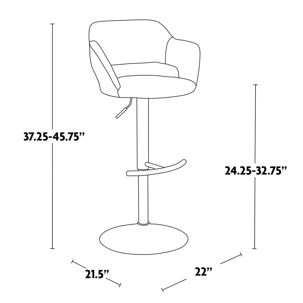 Margarite - Adjustable Barstool (Set of 2) - Gold Metal