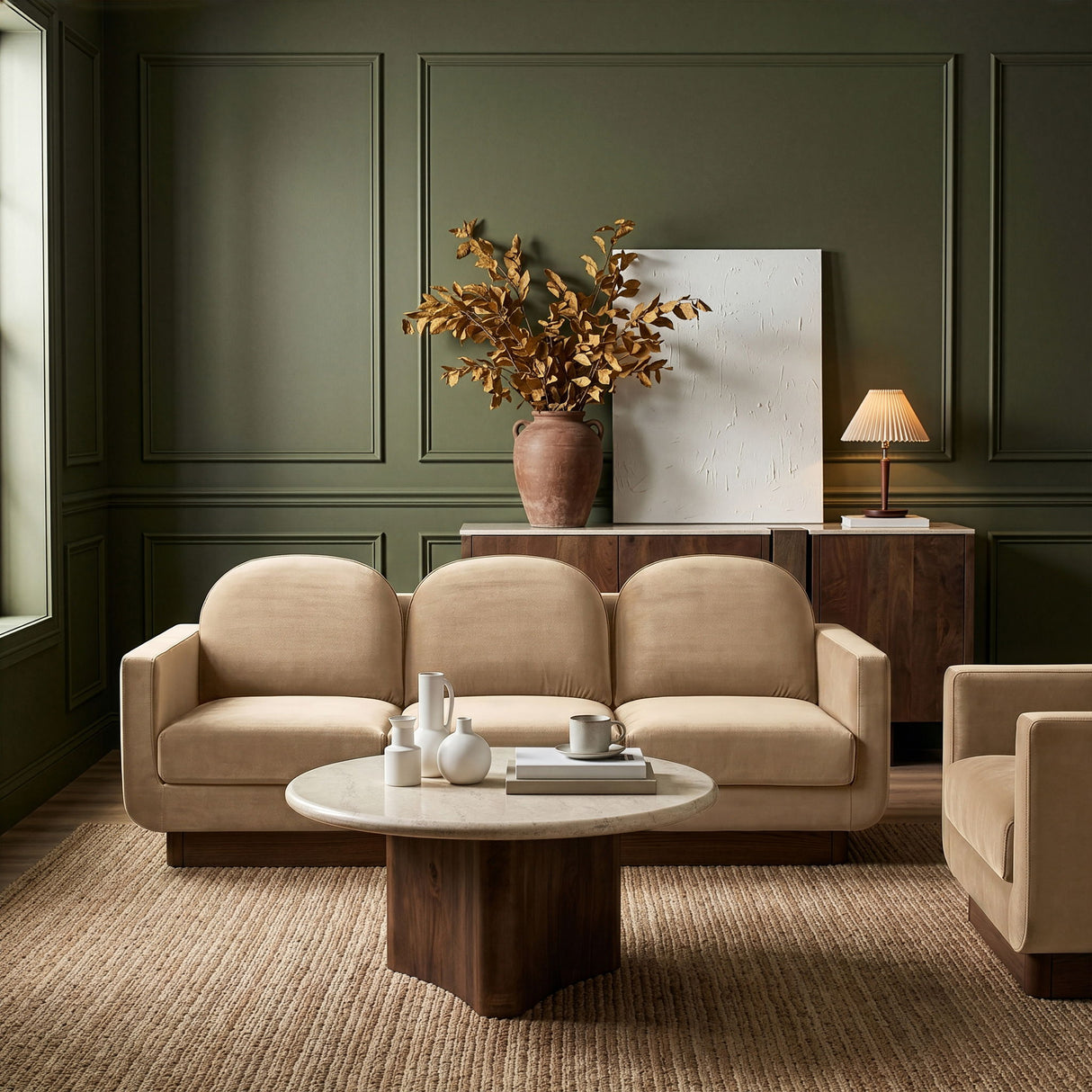 Diviento - Velvet Performance Fabric Upholstered Sofa