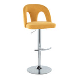 Ava - Upholstered Adjustable Barstool (Set of 2) - Chrome Metal