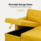 Lucca - Linen Reversible Sleeper Sectional Sofa With Storage Chaise