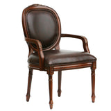 Benard - Traditional Oval Back Chair With Floral Carvings - Brown