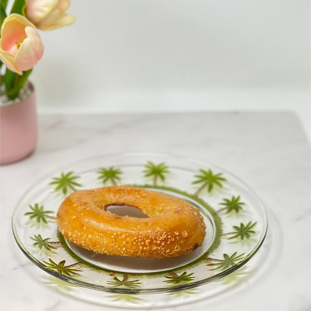 Palm Tree Design 9" Acrylic Dinner Plates (Set of 4) Crystal Clear Reusable Unbreakable Kitchen Plates Bpa Free Dishwasher Safe - Clear